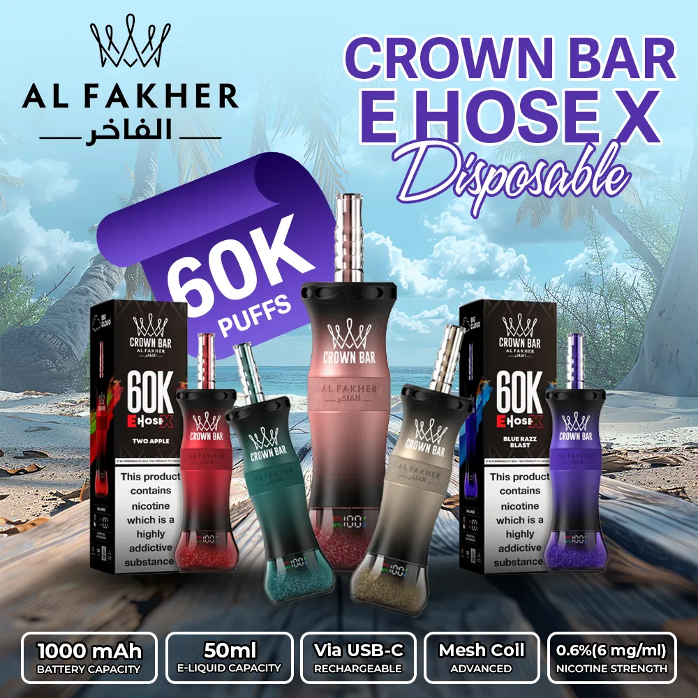 Al Fakher Crown Bar E Hose X 60k Puffs -10 packs (shipped from Overseas) - Image 1