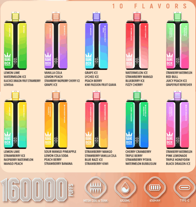 24hvape bang box 160000 160k puffs flavor list 654x690 1